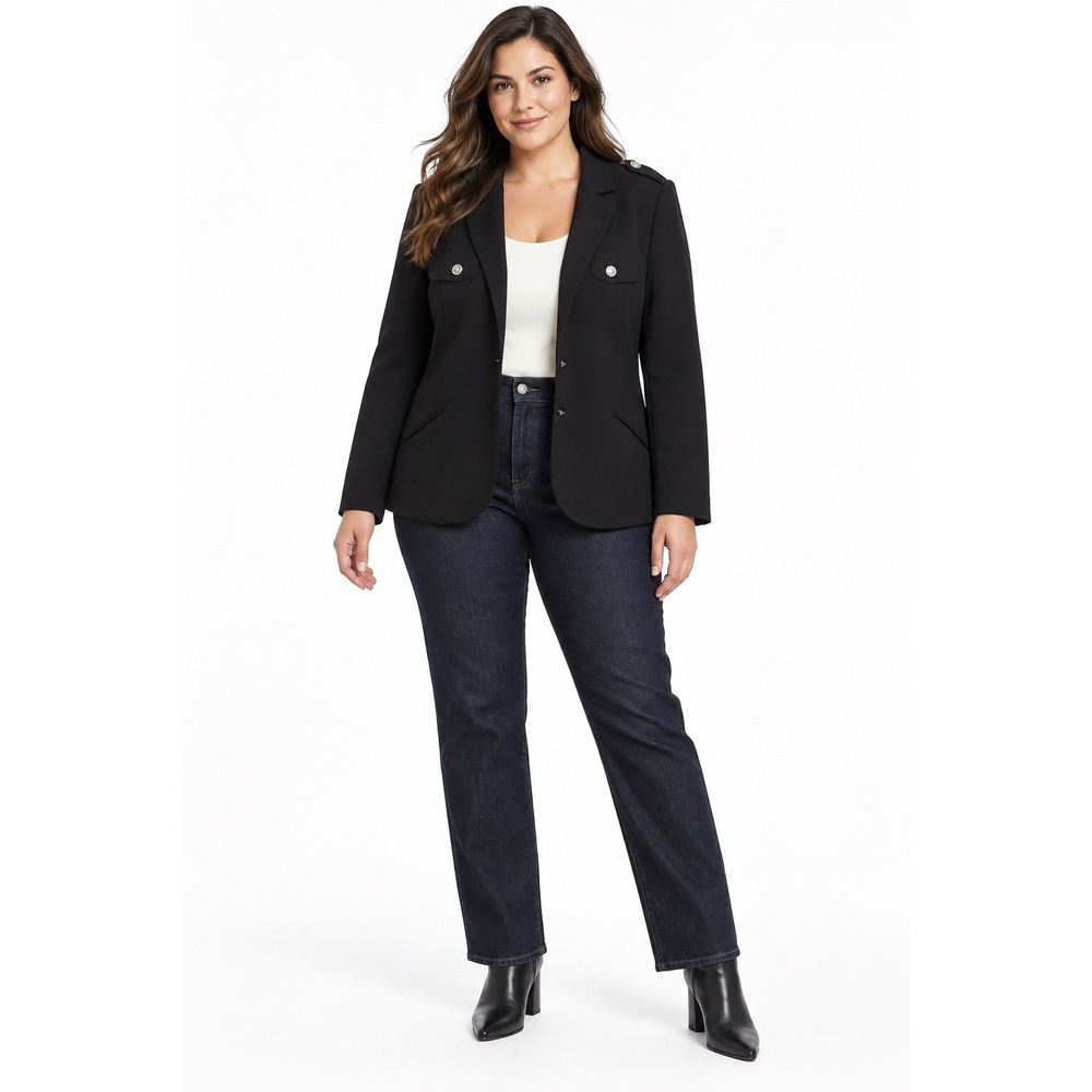 INC International Concepts Jacket Women L Grey Military Crest Dark Academia